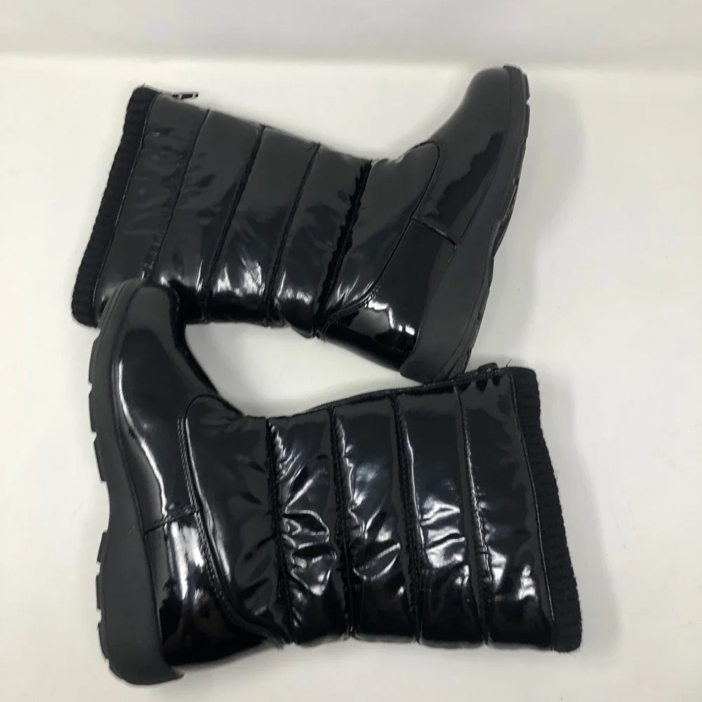 Tundra Puffy Snow Boots Girls 3 Black Front Zip Outdoor Winter Play Walking